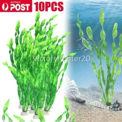 10pcs Artificial Seaweed Water Plants for Aquarium Plastic Fish Tank Decoration - image 1 of 4