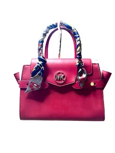 MICHAEL KORS CARMEN RED MEDIUM FLAP SATCHEL BELTED CROSSBODY SHOULDER BAG PURSE - Picture 1 of 6