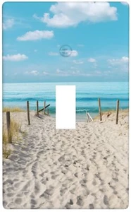 Blue Ocean White Sand Beach Single Toggle Wall Plate Covers 1 Gang Light Swit... - Picture 1 of 7