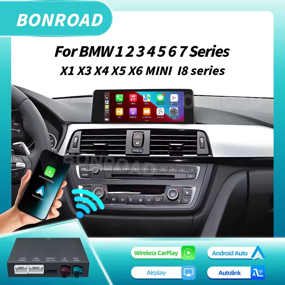 Kit retrofit auto wireless Apple Carplay Android per BMW 1 2 3 4 5 6 7 con EVO - Immagine 1 di 4
