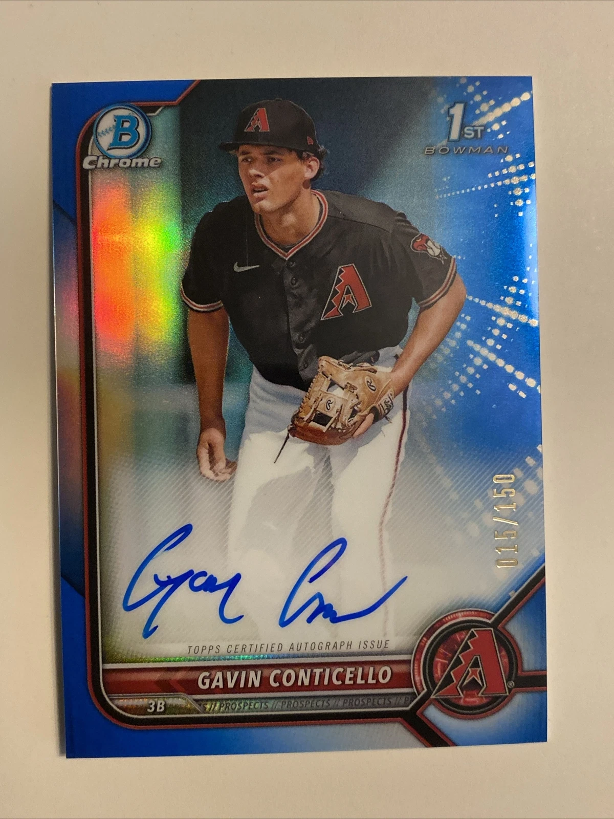 GAVIN CONTICELLO 2022 BOWMAN CHROME 1ST BLUE REFRACTOR AUTO /150