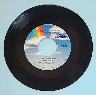 1980 Bing Crosby & the Andrews Sisters Vinyl 45 RPM Jingle Bells & Santa Claus - Image 1 of 4