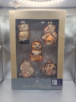 5 adornos de vidrio soplado búho erizo ardilla mapache naturaleza animales decoración de cabaña Foto 1 de 3