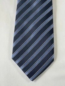 Guthrie & Valentine navy/light blue striped silk skinny tie - Picture 1 of 3