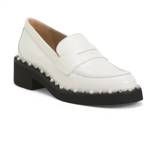 Stuart Weitzman Reverie Leder-Halbschuhe mit Perlen & Strassverzierung 7 NEU - Bild 1 von 3