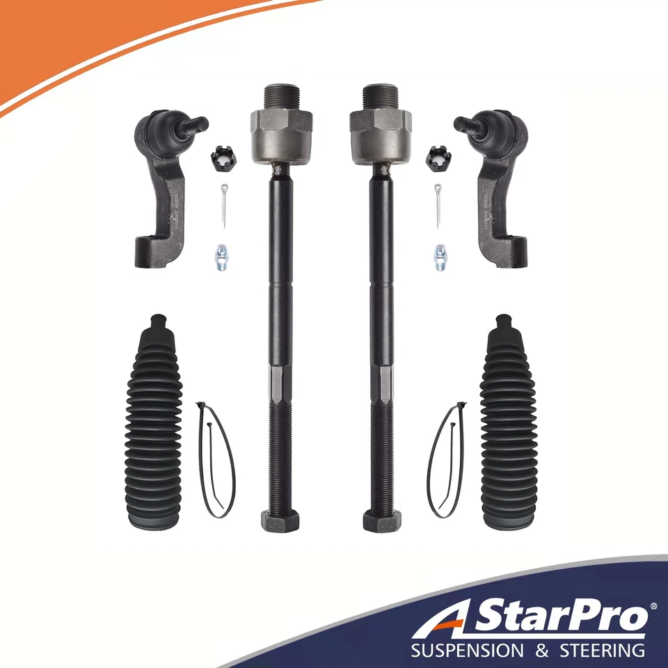 6pc Front Inner Outer Tie Rod Ends & Boots for 2002 2003 2004 2005 Jeep Liberty - Image 1 of 4