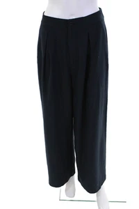 Jenni Kayne Womens Silk Wide Leg Pocket Pleated Dress Pants Navy Size 4 - Picture 1 of 4