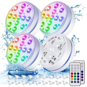 Pool Lights - Submersible LED Lights with Magnet and Suction Cups, 16 Color C... - Picture 1 of 7