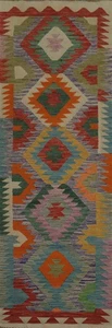 Kilim Runner Rug 3x10 Flat-weave Southwestern Style with Bold Intricate Patterns - Picture 1 of 15