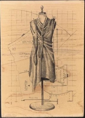 Estampilla de goma con patrón de vestido y maniquí Inkadinkado Foto 1 de 3
