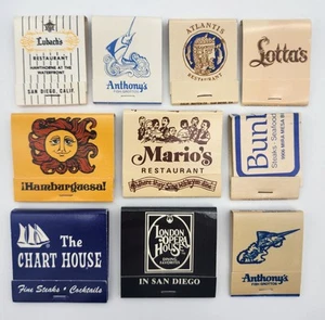 Matchbooks San Diego California CA Restaurants Hotels Matches Lot Of 10 Unstruck - Picture 1 of 13
