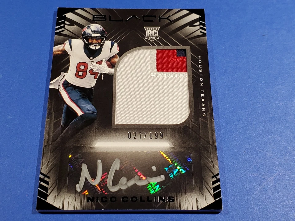 2021 PANINI BLACK NICO COLLINS ROOKIE AUTO PATCH SILVER INK SIGNATURE SP #/199 - Image 1 of 4