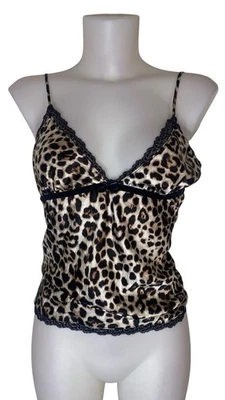 Camiseta sin mangas Y2k Victoria’s Secret talla M para mujer Babydoll de encaje leopardo coqueta Kawaii Foto 1 de 4
