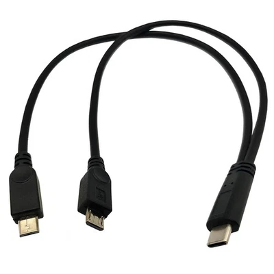 USB C Male to 2 Dual Micro USB Male Port Splitter Y Charging Cable Tablet Phone - Image 1 of 4