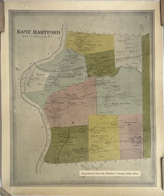 Mapa repro vintage de East Hartford Connecticut de 1869 Hartford County Atlas Foto 1 de 4
