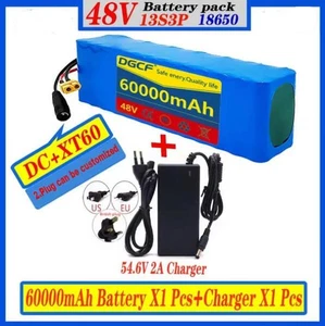 New 48V 60Ah 13S3P Battery Pack with BMS Discharge +Charger Plug Batteries - Picture 1 of 10