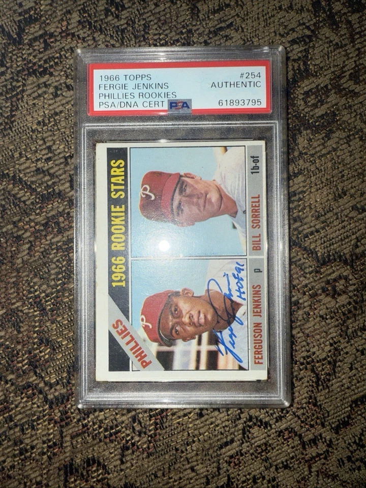 FERGIE JENKINS 1966 TOPPS AUTOGRAPH ROOKIE PSA GRADE HOF ‘91 - Image 1 of 2