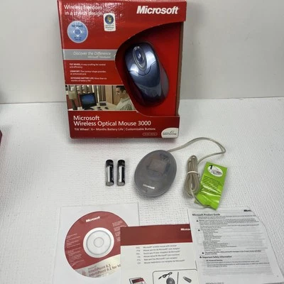 New Microsoft Wireless Optical Mouse 3000 Blue Mac/PC USB Model 1008 - Image 1 of 4
