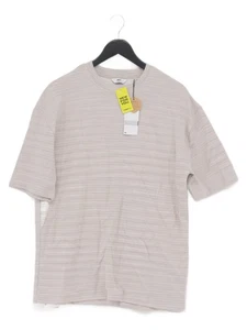 Next Men's T-Shirt M Grey Striped Cotton with Polyester Basic - Picture 1 of 5