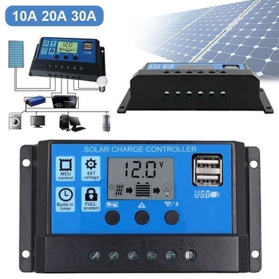 30A PWM Solar Laderegler Charge Panel Controller Regulator Daul USB 12V-24V LCD - Bild 1 von 4