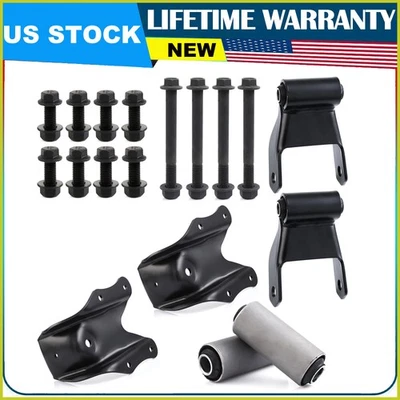 Paquete de 2 soportes y grilletes de suspensión traseros con resorte de hoja trasero para Ford F-350 Bronco Foto 1 de 4