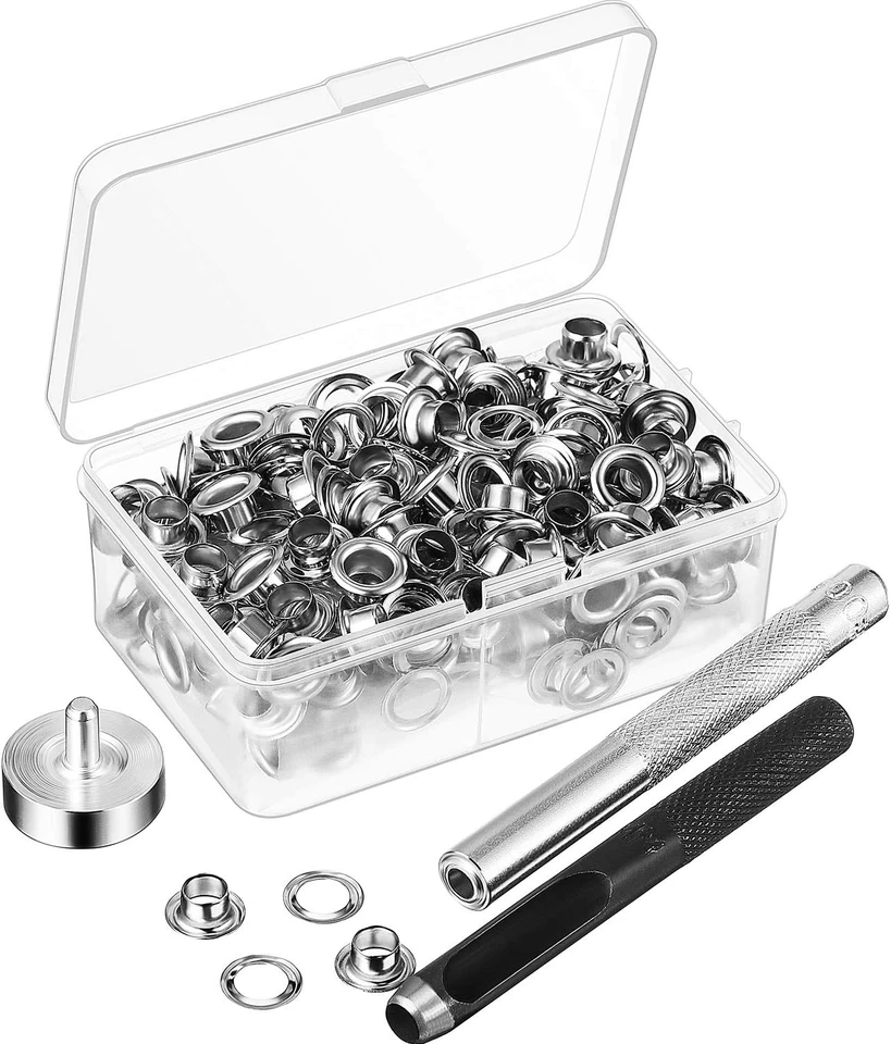 Pangda 100 Sets Grommet Eyelets Tool Kit Grommet Setting Tool and Eyelets with