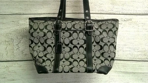 COACH Signature Shoulder Bag #6042 Black & Tan - Picture 1 of 9