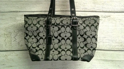 COACH Signature Shoulder Bag #6042 Black & Tan - Image 1 of 4