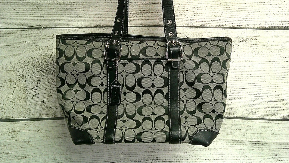 COACH Signature Shoulder Bag #6042 Black & Tan - Image 1 of 4