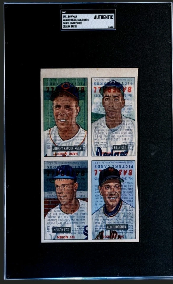 1951 Bowman Nellie Fox Rookie Durocher Vander Meer Cox Uncut Error SGC  - Image 1 of 4