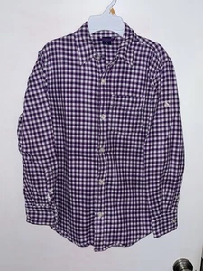 Gap Kids Shirt Boy’s L Large 10 Purple White Check L/S Button Up EUC - Picture 1 of 3