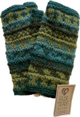 Guantes de lana hippie de comercio justo sin dedos para enviar mensajes de texto calentadores de manos 5957 GR Foto 1 de 4