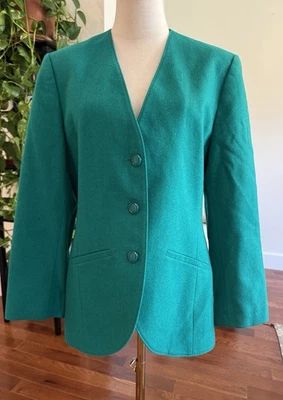 Chaqueta Blazer Mujer Talla 10 Vintage Pendleton 100% Lana Virgen Verde Azulado Turquesa Foto 1 de 4