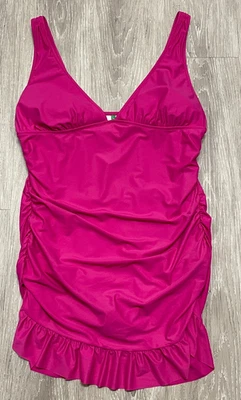 J Crew One Piece 18 swimsuit skirted swim dress HOT PINK lined slimming NWT - Image 1 of 4