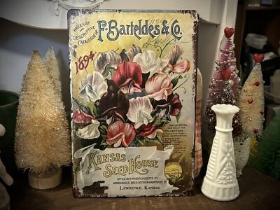 "Letrero de metal publicitario estilo vintage F Barteldes & Co Kansas Seed House 12X8""" Foto 1 de 4