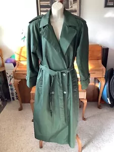 ABRIGO GABARDINA Fleet Street verde brillante de colección años 80 forro extraíble para mujer 10 - Imagen 1 de 11