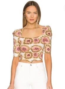 Free People Give Me More Square Neck Crop Top Floral Womens Size XL NWT - Picture 1 of 14