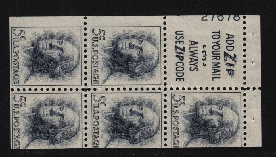 1962 Washington Sc 1213a pane Slogan 3 MNH 65% plate number 27678 CV $38 - Image 1 of 1