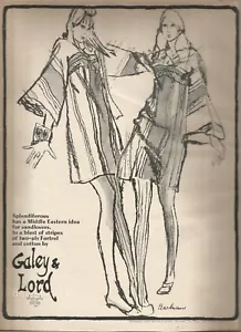 60's Barbara Pearlman Illustrated Galey & Lord Ad - Spring 1967 - Picture 1 of 1