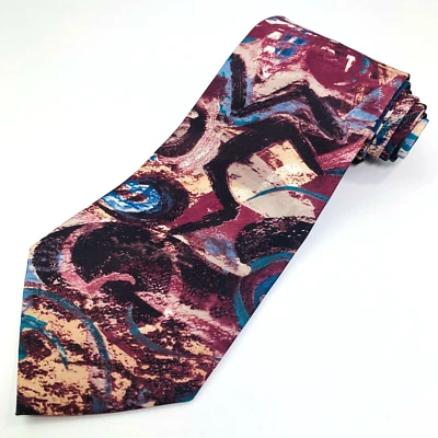 Hardy Amies London  Mens Tie Retro Abstract Pattern Short 54" - Image 1 of 4