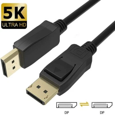 2 Meter DisplayPort auf DisplayPort Kabel 5k Ultra HD 1.3 DP HDTV, Gaming-Grafik - Bild 1 von 4