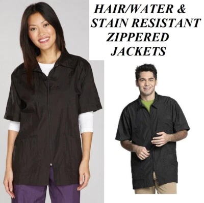 Black GROOMER STYLIST BARBER JACKET Coat Hair Water Soil Stain Resistant NYLON - Image 1 of 3