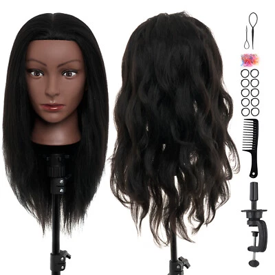 NEVERLAND BEAUTY & HEALTH 22'' Real Hair Afro Training Head Hairdressing Practice Styling Mannequin Doll