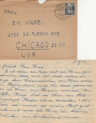 ALEMANIA (RDA) 1953 KARL MARX CUBIERTA A CHICAGO CON CARTA Foto 1 de 2