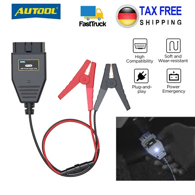 AUTOOL Fuente de alimentación para coche OBD2 Memory Saver enchufe ECU fuente de alimentación de emergencia batería reemplazo