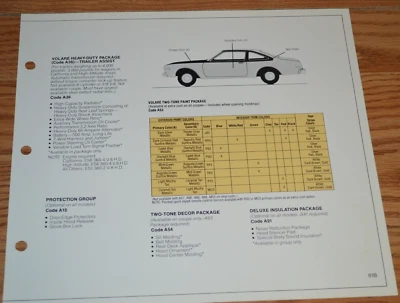 Plymouth Valore 1978 código de color/información del tablero información original solo del distribuidor 78 Foto 1 de 2