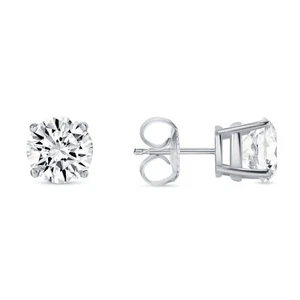 IGI F/VS 2 Ct Round Cut Lab Created Grown Diamond Earrings 14K White Gold Basket - Picture 1 of 3