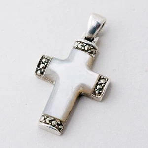 Anhänger Silber 925 Kreuz Weißer Stein 3,1 cm 3,87 g - Bild 1 von 8