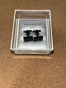 Perry Ellis Men's black square Cuff Links Studs Set - Picture 1 of 5