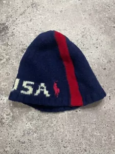 De colección Polo Ralph Lauren Equipo de EE. UU. 2018 Azul Marino Rojo Tejido Gorro Talla Única - Imagen 1 de 6